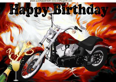 Red Motor Bike with Champagne A4