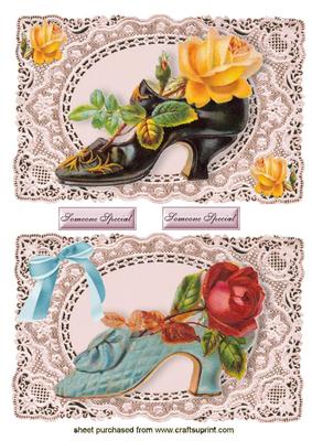 Vintage Shoes with Roses on Lace Toppers