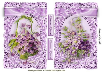 Lilac Flowers in a Basket on Vintage Lace, Toppers