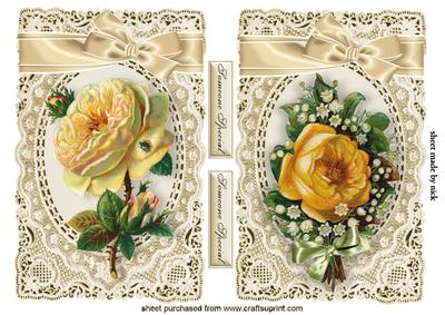 Peach Roses, on Vintage Lace Toppers