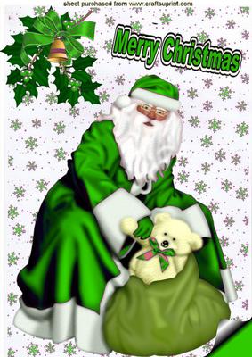 Lovely Santa in Green A4