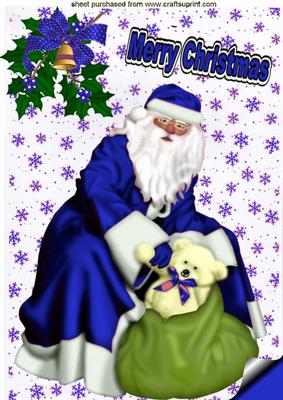 Lovely Santa in Blue A4