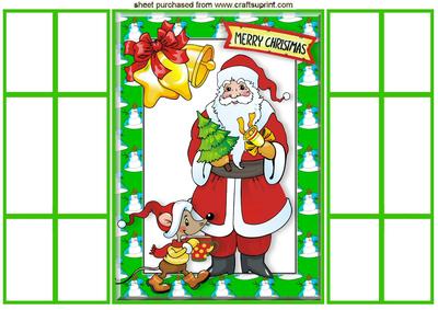 Cup of Tea Santa in Green French Doors
