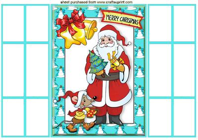 Cup of Tea Santa,turquiose French Doors