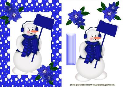Snowman in Electric Blue Snow Frame