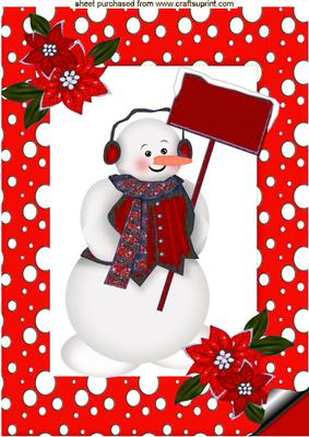 Snowman in Red Snow Frame A4