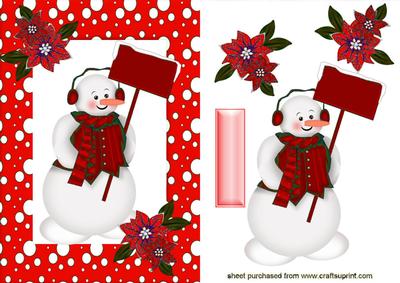 Snowman in Red Snow Frame