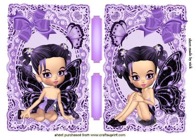 Cute Faerie Toppers with Purple Bows on Vintage Lace