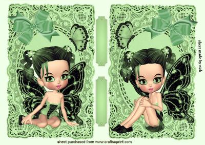 Cute Faerie Toppers with Green Bows on Vintage Lace