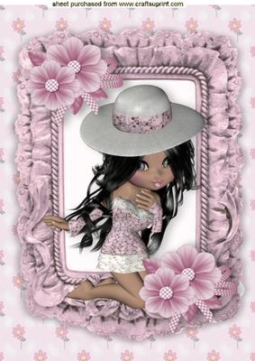 Little Lady in Bonnet in Frill Frame A4