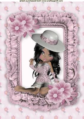 Cute Lady in Bonnet in Frill Frame A4