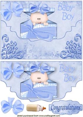 Smiling Baby Boy on Scalloped Envelope