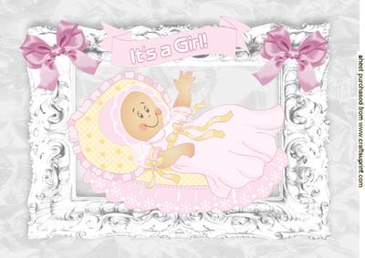 Baby Girl with Bonnet in Silver Frame A4