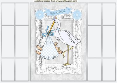 Special Delivery, Baby Boy, in Silver French Doors