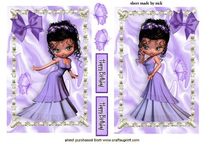 Little Lady in Purple Gown, in Pearl Frame Toppers