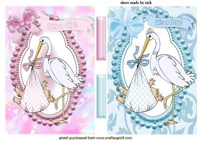 Baby Girl, Baby Boy in Bead Frame Toppers
