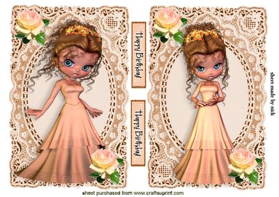 Pretty in Peach with Roses, on Vintage Lace Toppers