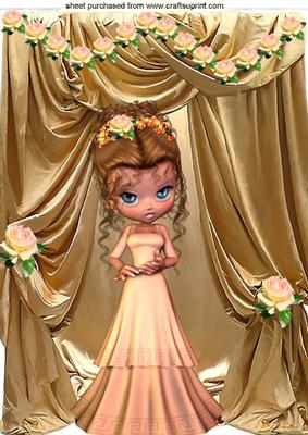 Pretty in Peach Roses, with Gold Drapes A4