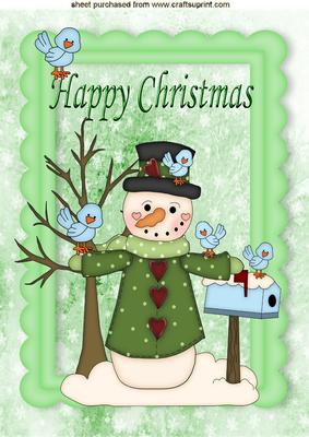 Mr Snowman with Little Birds A4