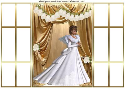 Beautiful Angel with Gold Drapes, French Gatefold