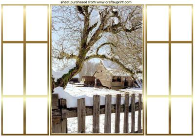 Lovely Snow Scene, French Door Gatefold