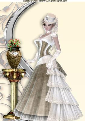 Vintage Lady in Cream Gown A4