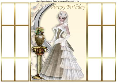Vintage Lady in Cream Gown, French Door Gatefold