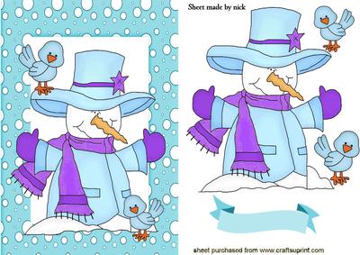 Mr Snowman with Purple Scarf