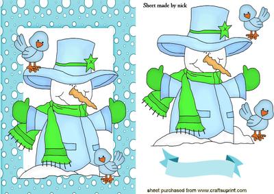 Mr Snowman with Green Scarf