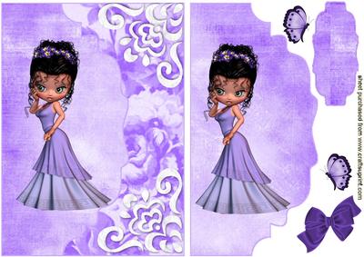 Little Lady in Pretty Purple Dress on Scalloped Envelope