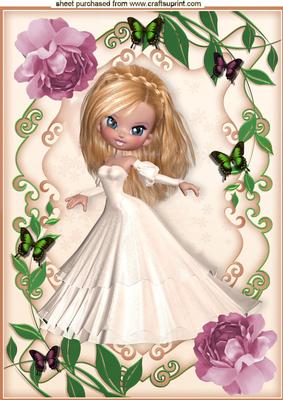 Pretty Lady in Rose Floral Frame A4