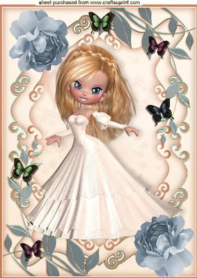 Pretty Lady in Silver Rose Floral Frame A4