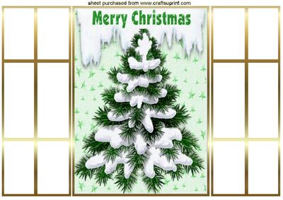 Green Christmas Tree in Snow French Gatefold