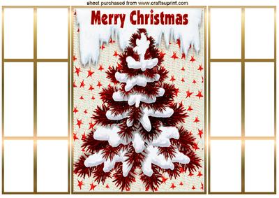 Red Christmas Tree with Snow, French Gatefold