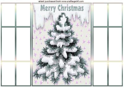 Silver Christmas Tree with Snow, French Gatefold