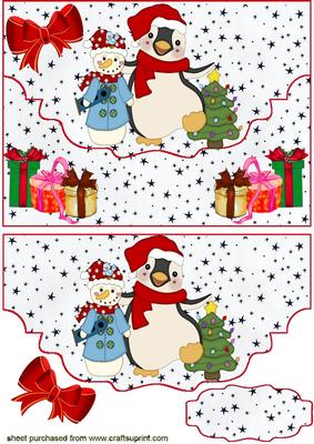 Penguin & Snowman, ,on a Scalloped Envelope