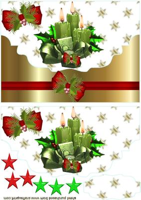 Green Festive Candles with Red Bow