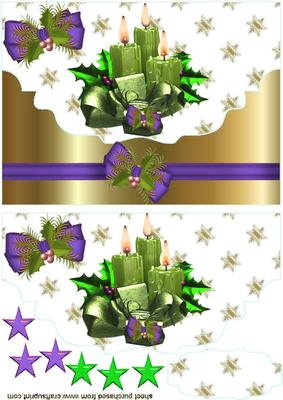 Green Festive Candles with Purple Bow