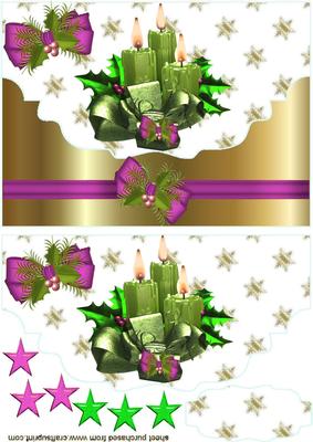 Green Festive Candles with Pink Bow