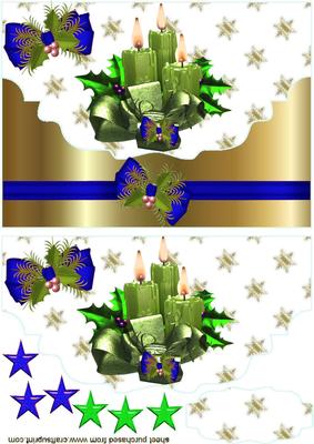 Green Festive Candles with Blue Bow