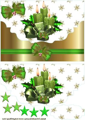 Green Festive Candles with Green Bow