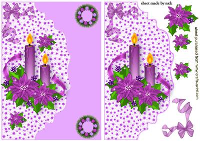 Festive Pink Candles with Poinsettias