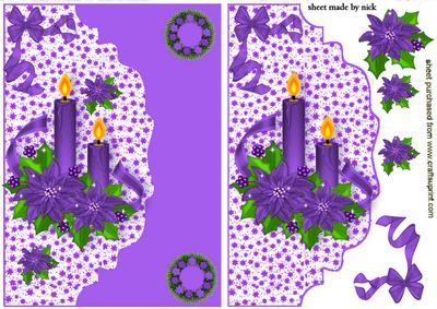 Festive Purple Candles and Poinsettias