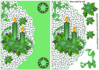 Festive Green Candles with Poinsettias