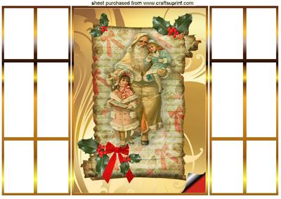 Vintage Santa on a Scroll , French Gatefold