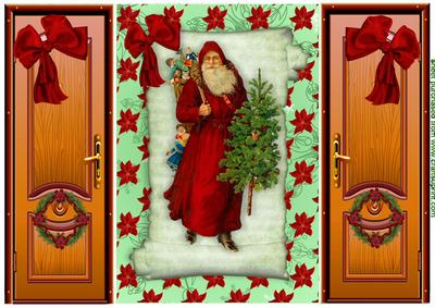 Vintage Santa with Christmas Tree, Gatefold
