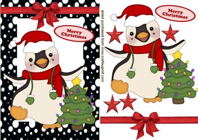 Jolly Little Christmas Penguin with Black Snow Frame