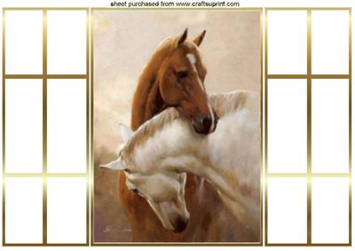 Beautiful Pair of Horses Entwined Together, French Doors