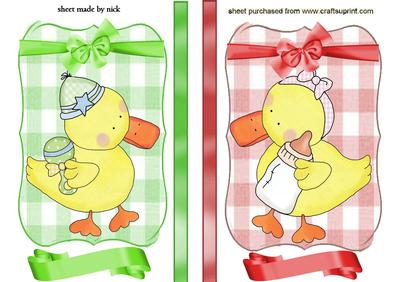 Cute Little Yellow Ducks, on Gingham Toppers