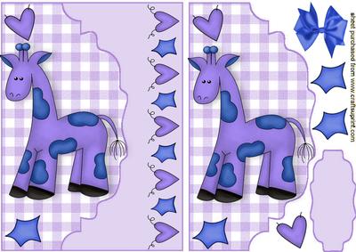 Little Purple Giraffe, on a Scalloped Envelope